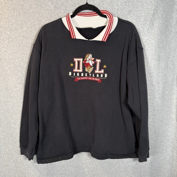 Disney Other - Disneyland Grump Sweatshirt Mens Large Pullover Black Embroidered